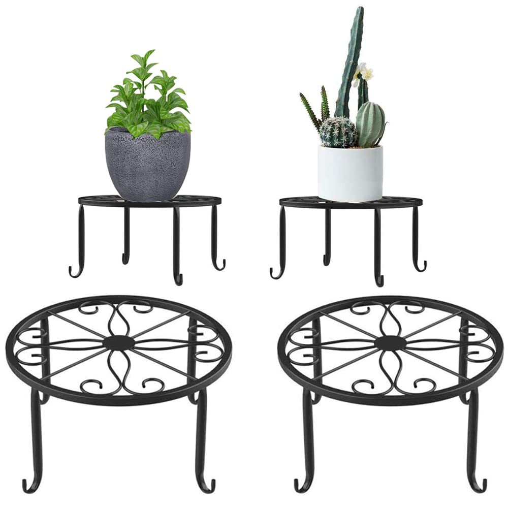YANJINGHE 2 Pieces Flower Stool Plant Stand, Flower Stands, Retro Design, Round, Wrought Iron, Flowe