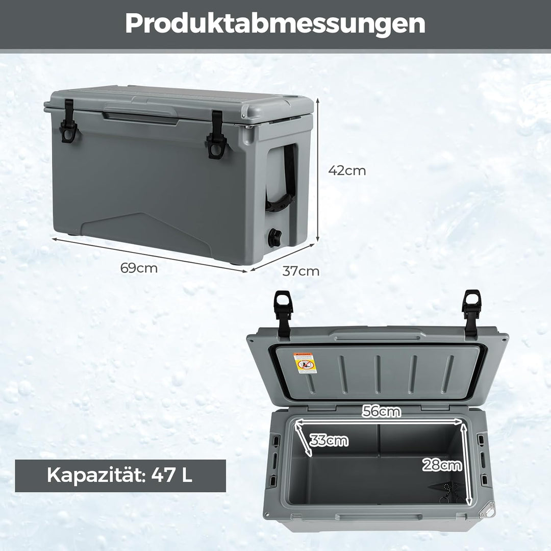 COSTWAY 47L Isolierbox Kühlbox tragbar, Wärmebehälter mit Flaschenöffner und Abflusssystem, Thermobo