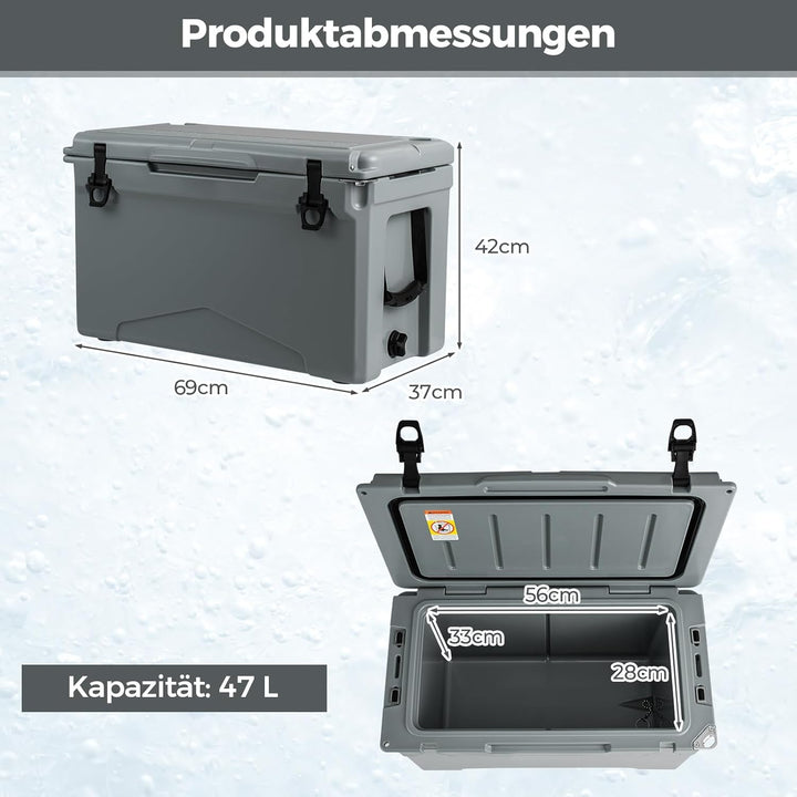 COSTWAY 47L Isolierbox Kühlbox tragbar, Wärmebehälter mit Flaschenöffner und Abflusssystem, Thermobo