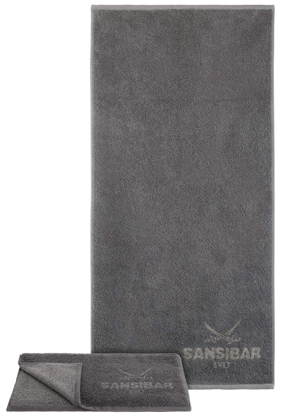 Sansibar Handtuch 2er Set 50x100 cm 100% Baumwolle Doubleface Frottiertuch Zweifarbig Anthrazit/Taup