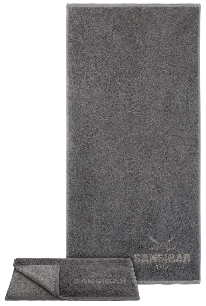 Sansibar Handtuch 2er Set 50x100 cm 100% Baumwolle Doubleface Frottiertuch Zweifarbig Anthrazit/Taup