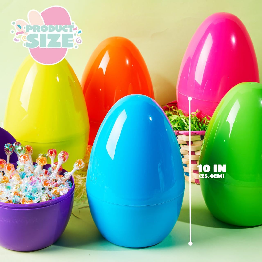 JOYIN 6 Stück 25,4 cm grosse Jumbo-Ostereier aus Kunststoff, hell, solide, Befüllen von Leckereien,