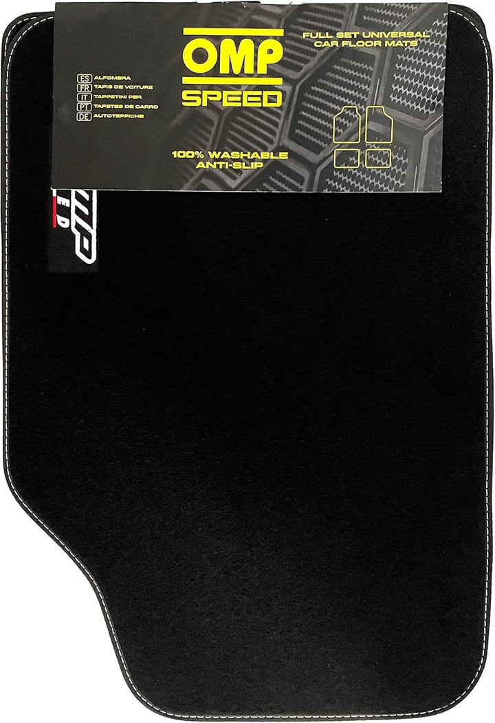 OMPLICENCI Omp Speed Black Car Matten Set 4 Teile -Carpet Universal Car Matten Nicht -Schlupf Mit