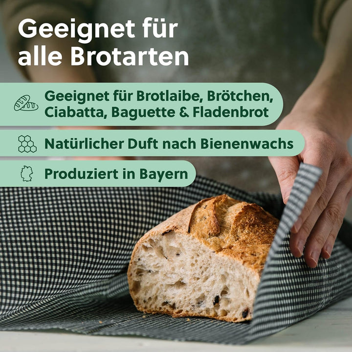 beegut XXL Bienenwachstuch für Brote, nachhaltiges Brottuch, aus Deutschland mit Bio Rohstoffen, her