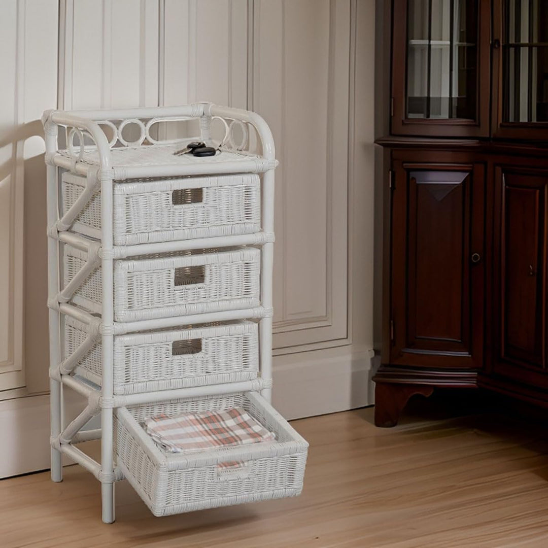 korb.outlet Rattan-Kommode mit Schubladen Badregal Korb Regal Schubfächer aus echtem Rattan 46 cm br