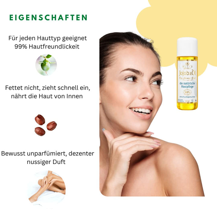 JOJOBAÖL | 100% Naturrein, Vegan & Cruelty Free | Gesicht, Körper, Haare, Bart, Nägel | Intensive Fe