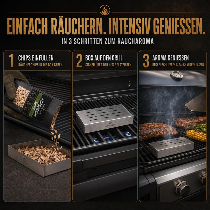 Premium BBQ Räucherchips Mix 3er Set für das perfekte Raucharoma – sehr rauchaktives Räucherholz/Hol