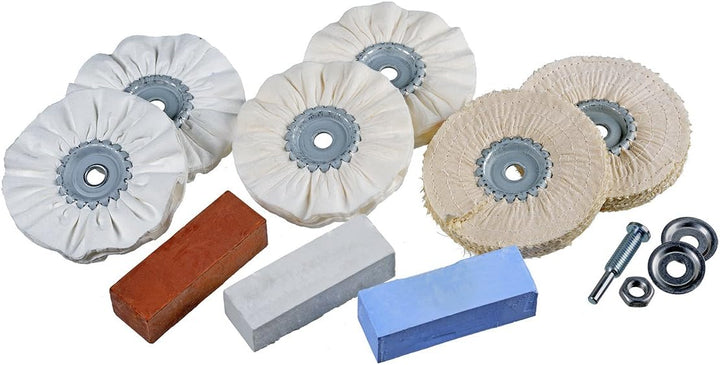 Osborn Professionelles Polierset für Bohrmaschine, 10-teilig Durchmesser 100 mm, 2x Sisal/Tuch-Ringe