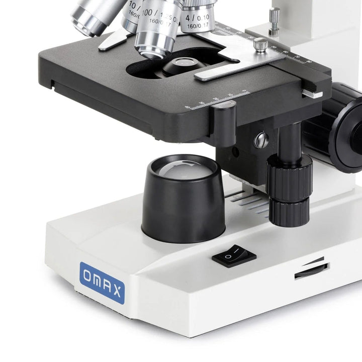 AmScope M82ES OMAX Labor-LED-Verbund-Binokularmikroskop mit Mechanischem Doppelschichttisch und koax