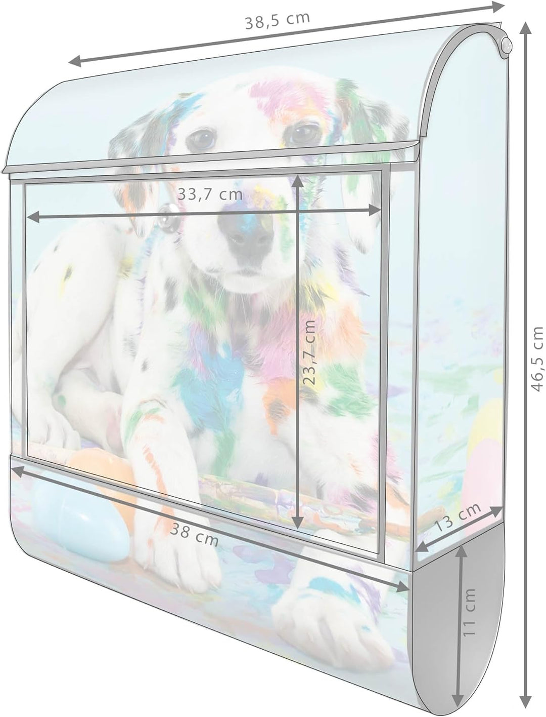 banjado® Design Briefkasten mit Motiv Bunter Dalmatiner 39x47x14cm &amp; 2 Schlüssel - Briefkasten Stahl