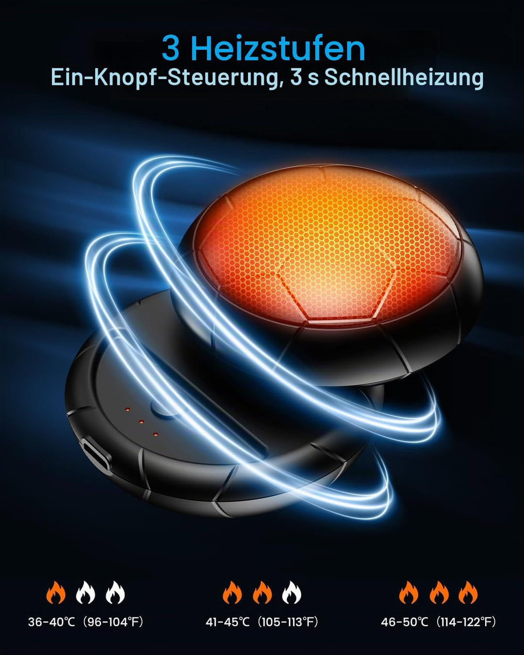 2er Set Handwärmer Elektrisch | Magnetische Taschenwärmer Wiederverwendbar mit 3 Heizmodi &amp; 20 Stund