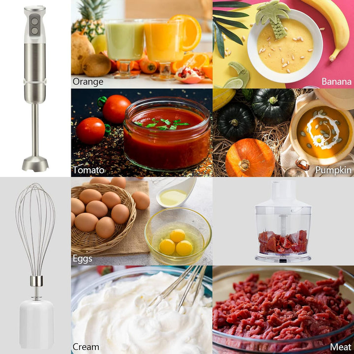 Inkbird Stabmixer Set, 4 in 1 Elektrische Stabmixer mit 6 sechs einstellbaren Stufen, 600 Watt Pürie