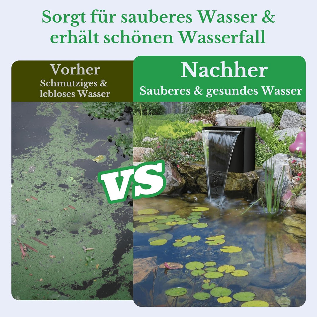 Biling Wasserfall für Gartenteich mit Filterfunktion, Schwarze Edelstahl Wasserfälle Bachläufe Set m