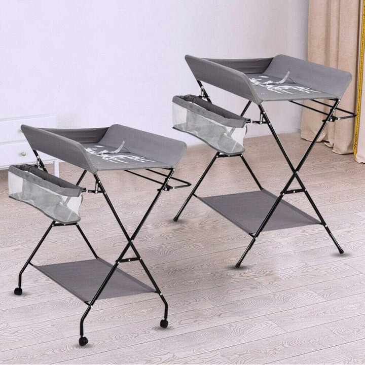 Wickeltisch Klappbar mit Sicherheitsgurt 80x63cm, 33 lbs Tragkraft & Stauraum - Mobile Wickelkommode