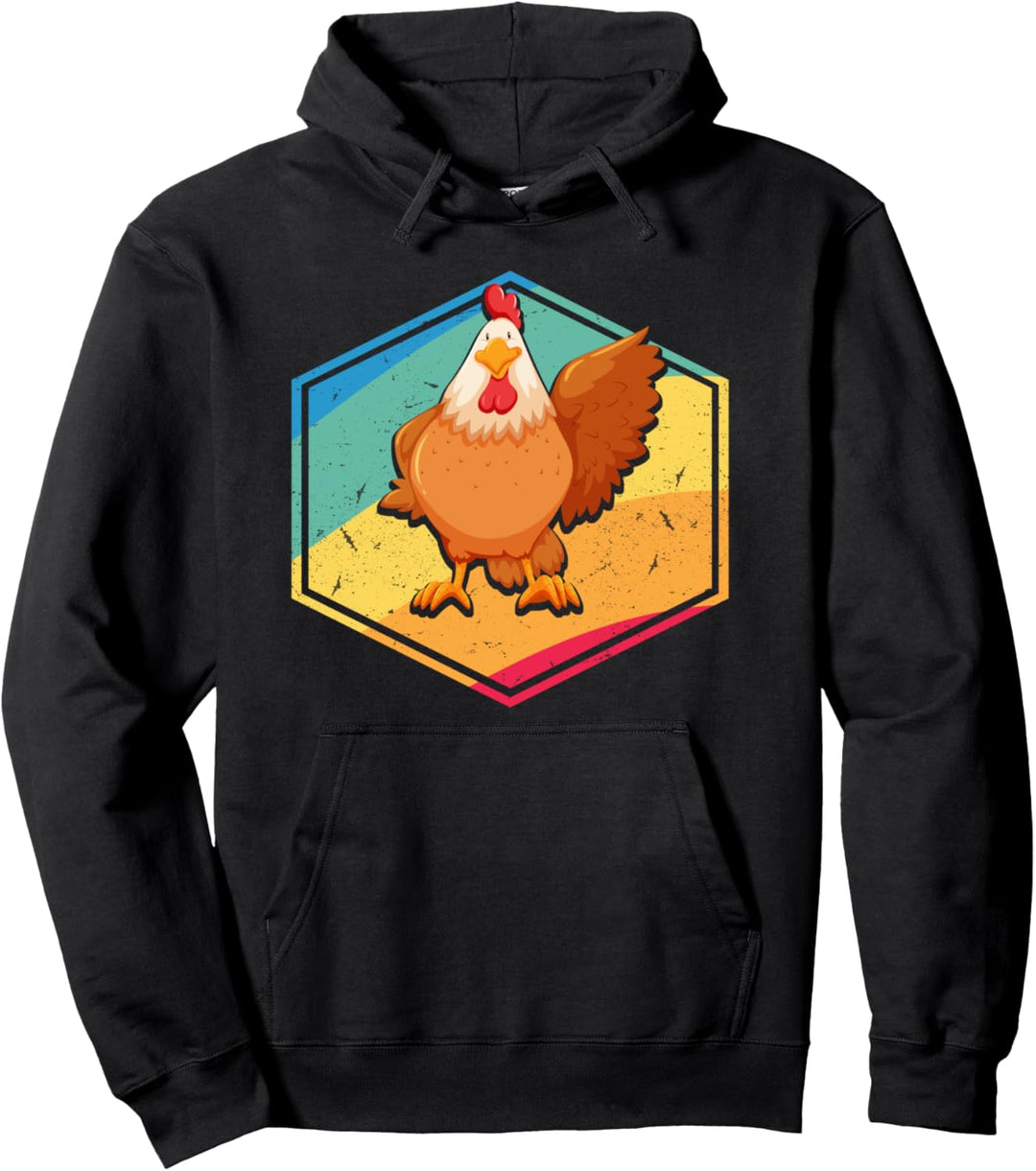 Chicken Lovers Gift Men Women Boys Girls Retro Style Chicken Pullover Hoodie