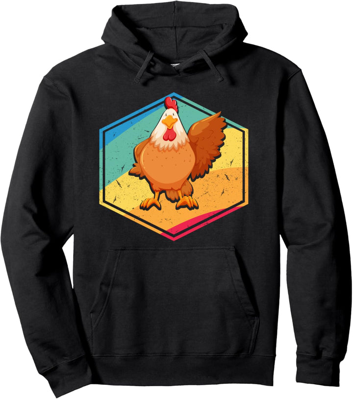 Chicken Lovers Gift Men Women Boys Girls Retro Style Chicken Pullover Hoodie