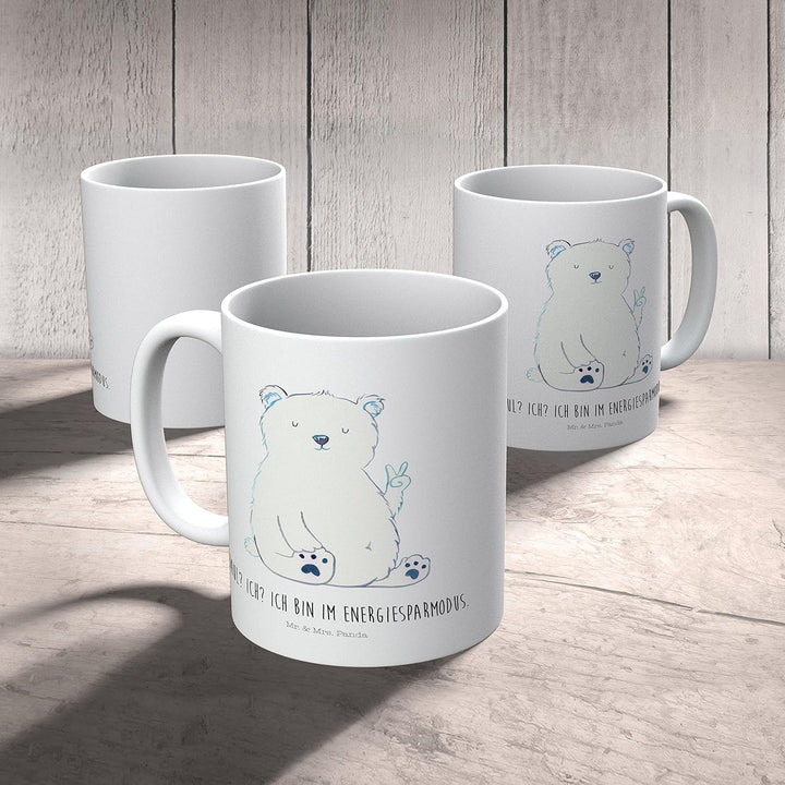 Mr. & Mrs. Panda Pott Eisbär Faul - Geschenk, Homeoffice, Teddy, Trinklernbecher, Bär, Plastikbecher
