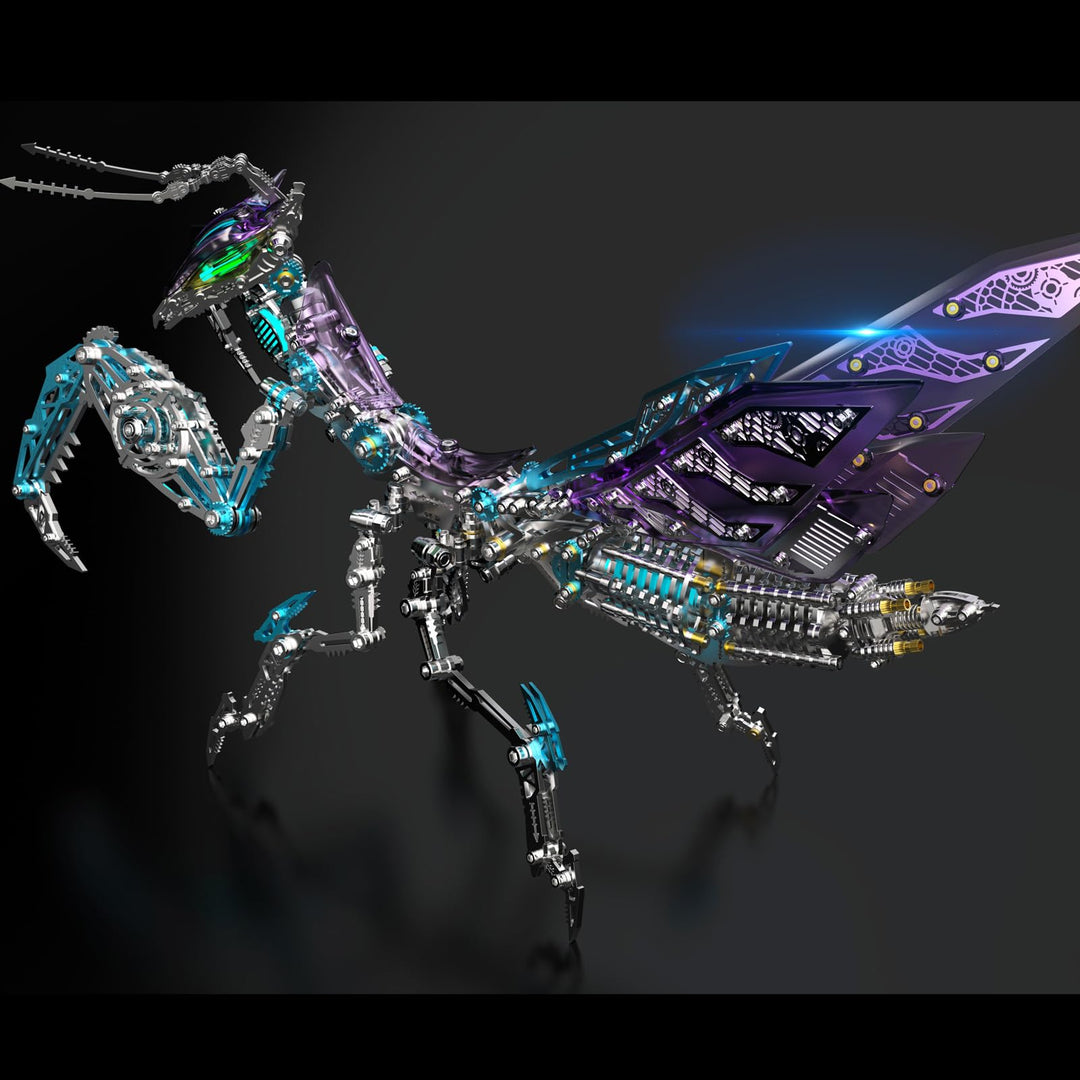 Bunte 3D Metall Puzzle Erwachsene Mantis mit Licht, 3D Modellbausatz Metall für Erwachsene mit Werkz