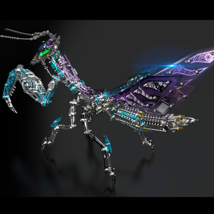 Bunte 3D Metall Puzzle Erwachsene Mantis mit Licht, 3D Modellbausatz Metall für Erwachsene mit Werkz