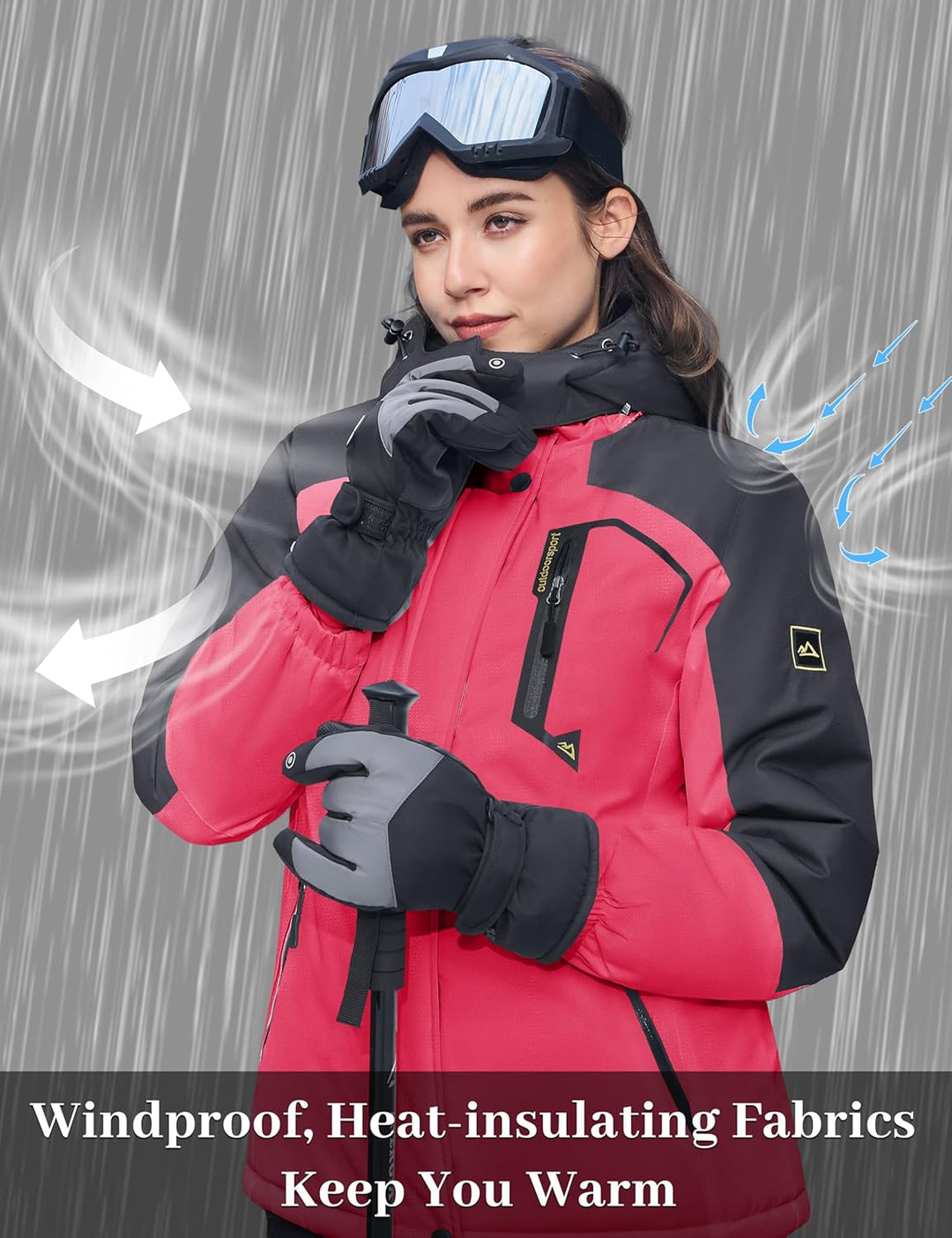 MAGCOMSEN Winterjacke Damen Skijacke mit Fleece Parka Winter Softshell Jacke Ski Snowboardjacke Wass
