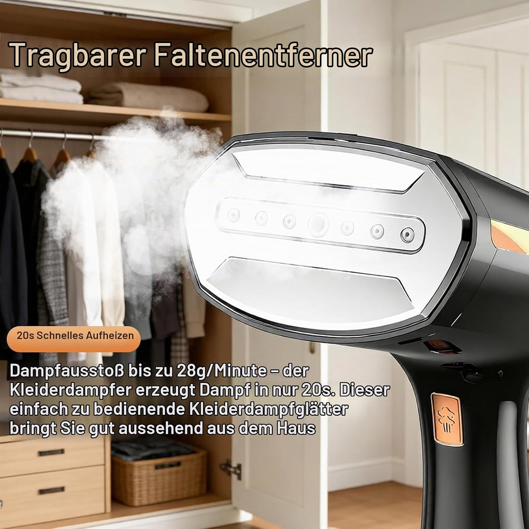 Steamer Dampfglätter Reise,Entfernung von Falten und Gerüchen,abnehmbarer 300ml Wassertank und LED-B