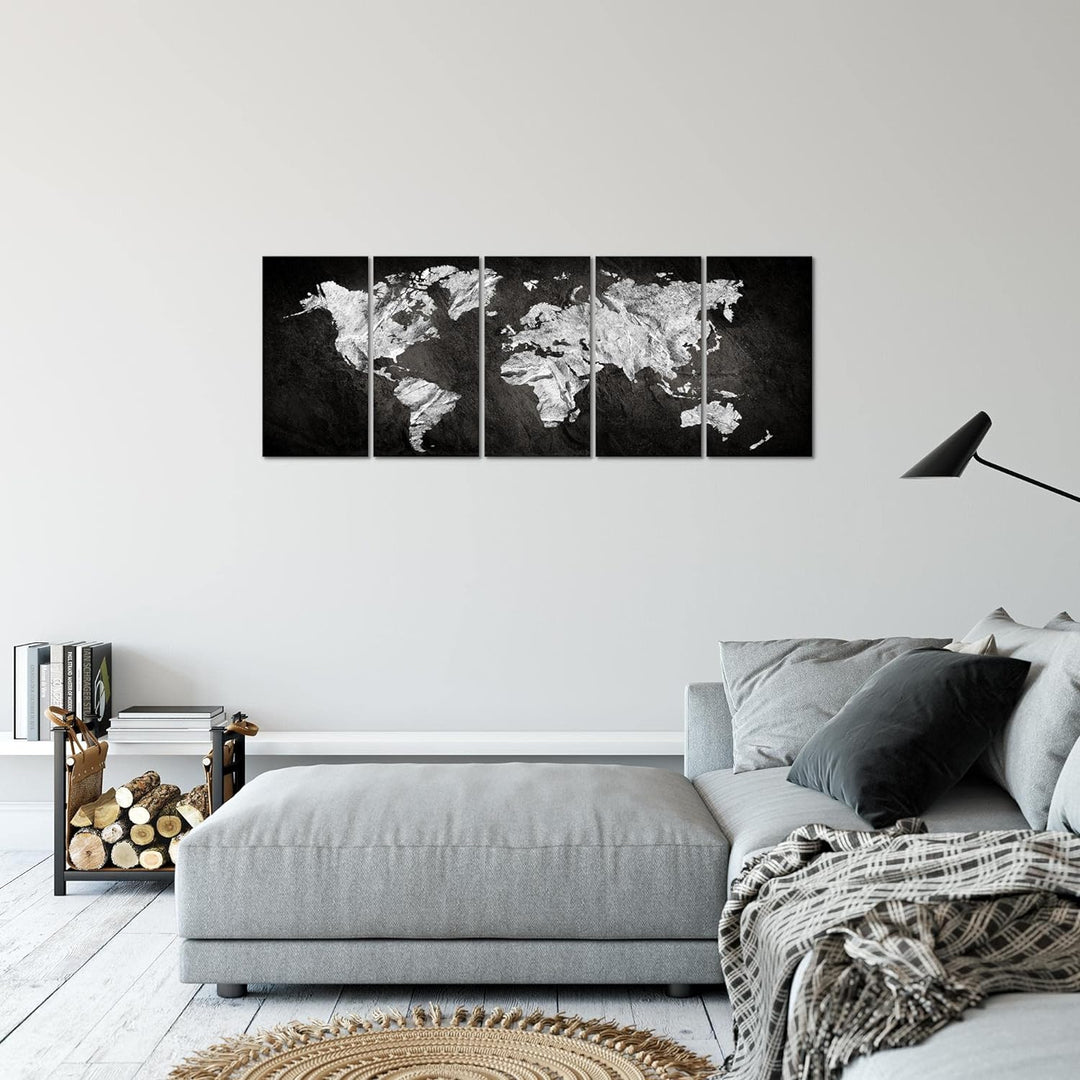 Runa Art Bild Weltkarte Wandbilder auf Vlies Leinwand 5 Teilig Wanddekoration Büro Wohnzimmer 002956
