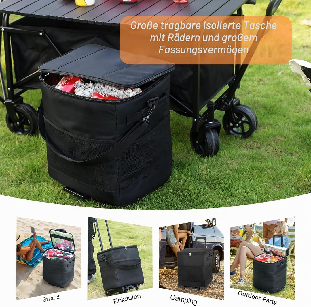 ZHJINGYU Kühlbox mit Rollen mit Picknicktasche & Kühltasche gross - 40L Kühlbox Faltbar mit Räder |