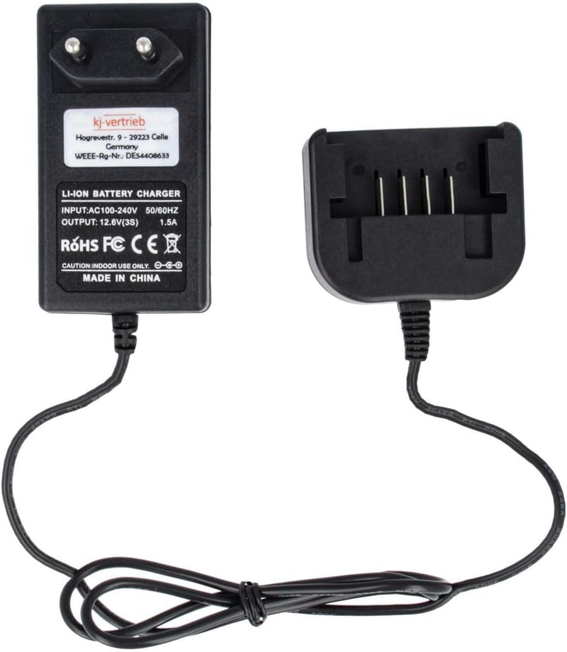 Ladegerät kompatibel mit Black & Decker Li-Ion Werkzeug-Akkus BDCD112, LBXR1512-12.6V 1.5A 10.8-12.6