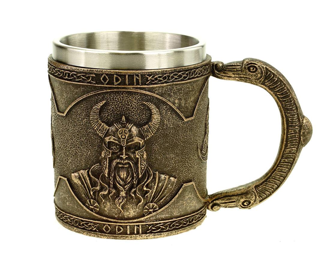 Vogler 816-932 Wikinger Krug Thor mit Metalleinsatz Becher Odin Nordmänner