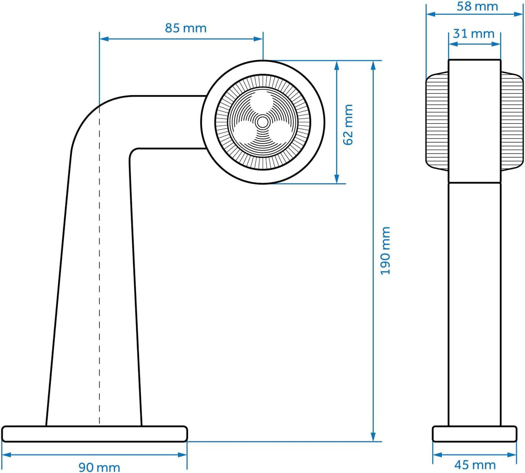 2x LED Positionsleuchte Links + Rechts Set Rot Weiss 12-24 Volt E4-Prüfzeichen IP67 Schutzklasse mit