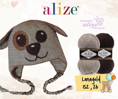 Alize 5 x 100g Lanagold Classic Türkische Premium Wolle Baumwolle und Acryl Uni Handstrickgarne | Ya