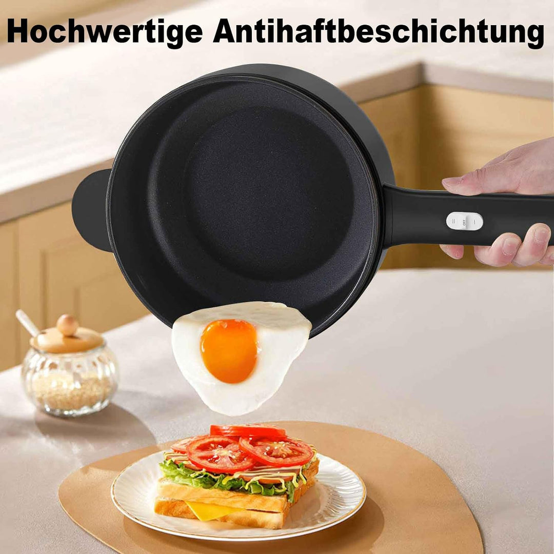 DEZIN Elektrische Hot Pot, 2L Antihaft Elektropfanne, schneller Nudelkocher | mit Dampfgarer,Tragbar