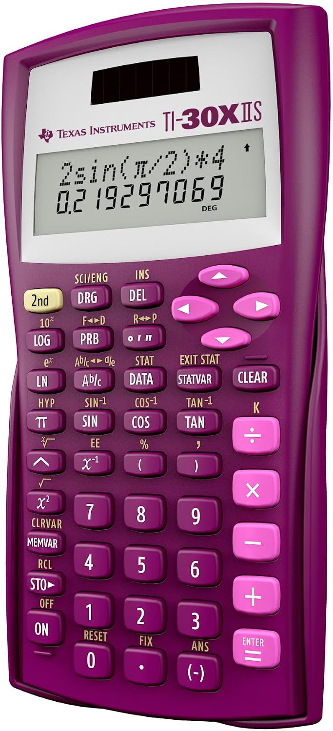 Texas Instruments TI-30X IIS 2-Line Scientific Calculator, Rasberry by Texas Instruments Raspberry S