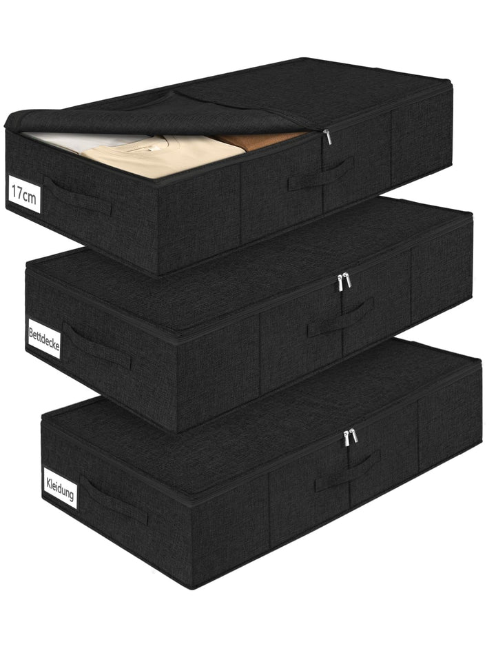 mepure Unterbett Aufbewahrungsbox 3 er Pack – 50L Faltbare Unterbettkommode mit Deckel & Doppelreiss