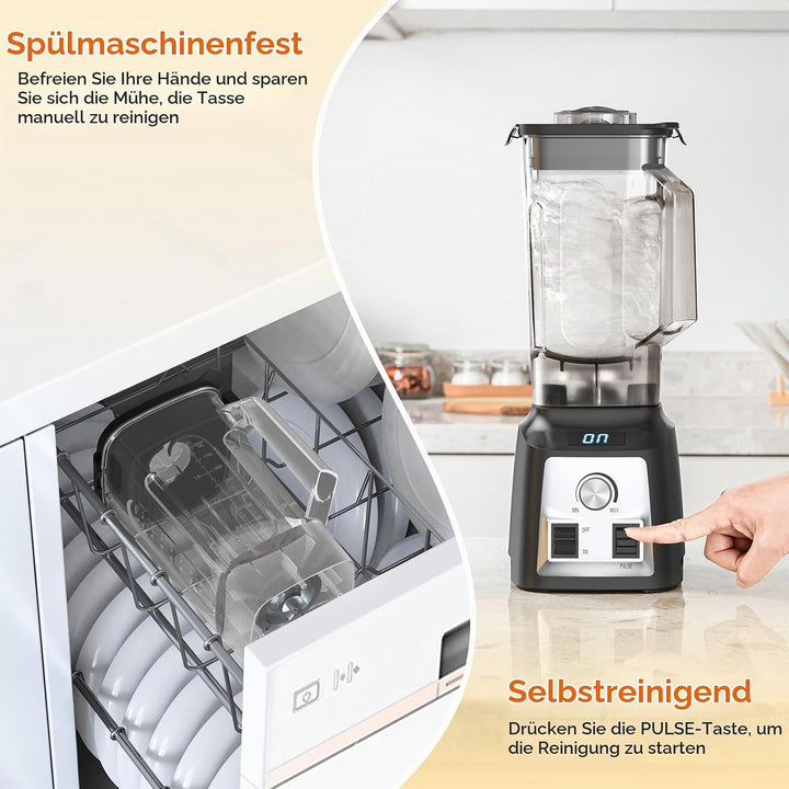 Enfmay Standmixer, 2000W Mixer Hochleistungsmixer, Stufenlose Geschwindigkeitsregulierung, 2L Smooth