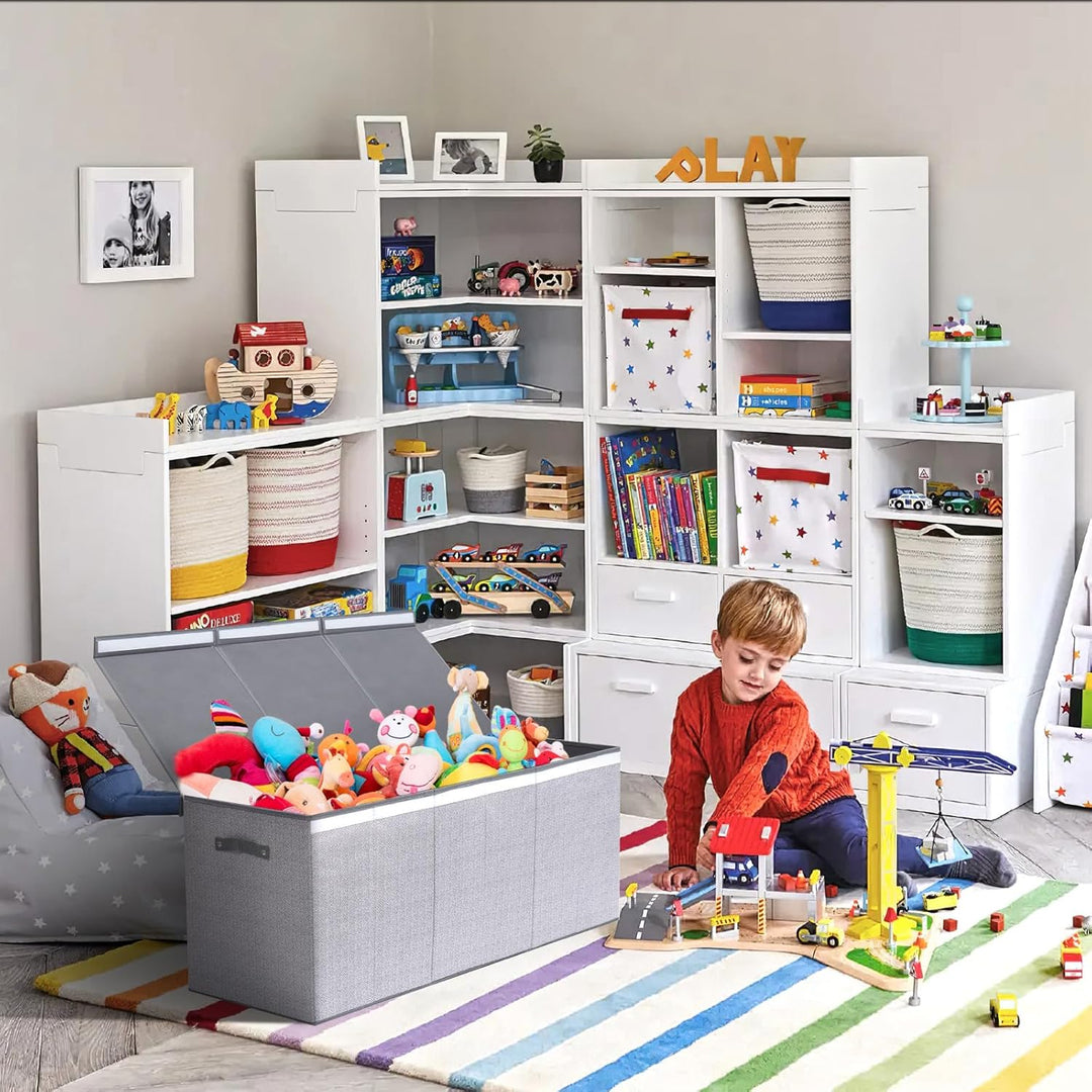 ELUCHANG Aufbewahrungsbox mit Deckel Kinder, 147L Grosse Faltbare Truhen & Kisten für Kinder, Spielz