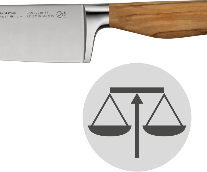 WMF Grand Wood Chinesisches Hackmesser 29 cm, Holzgriff, Made in Germany, Olivenholzgriff, Messer ge