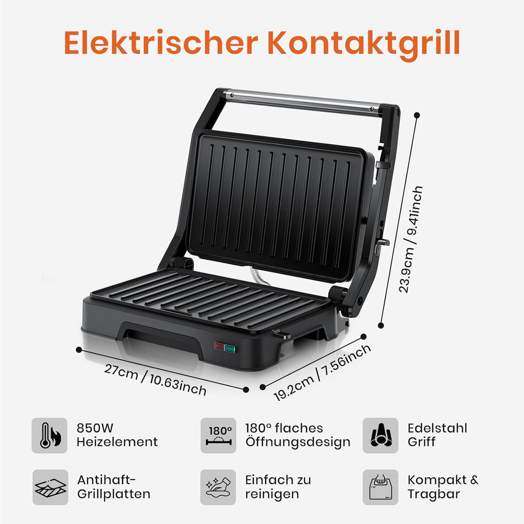 Sandwichmaker Kontaktgrill 2in1 Panini Grill 850W Elektrogrill Sandwichtoaster Mit Antihaftplatten K
