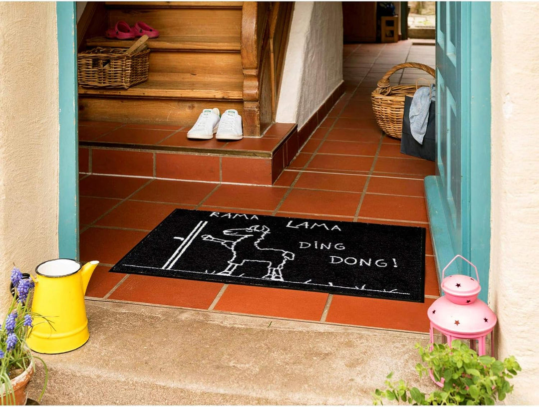 Salonloewe Fussmatte mit Spruch Rama Lama Ding Dong 050x075 Türmatte Fussmatte lustig Schmutzfangmat