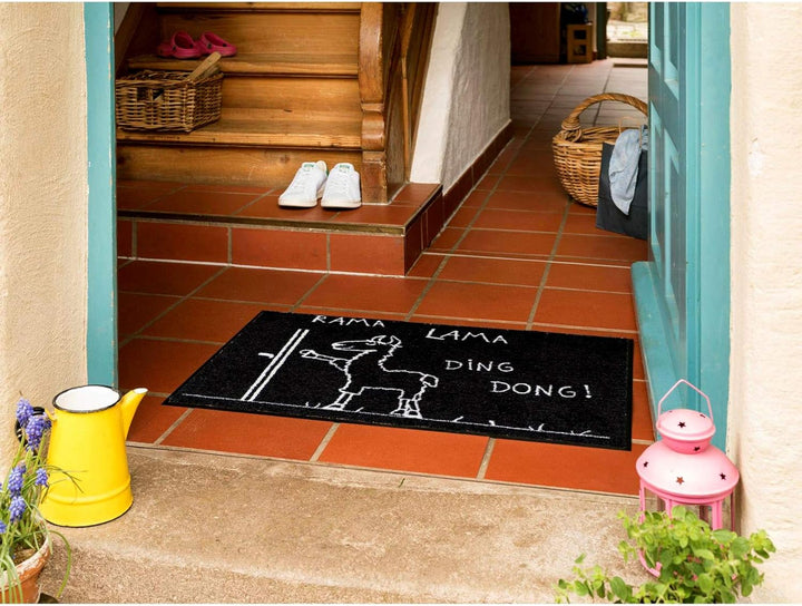Salonloewe Fussmatte mit Spruch Rama Lama Ding Dong 050x075 Türmatte Fussmatte lustig Schmutzfangmat