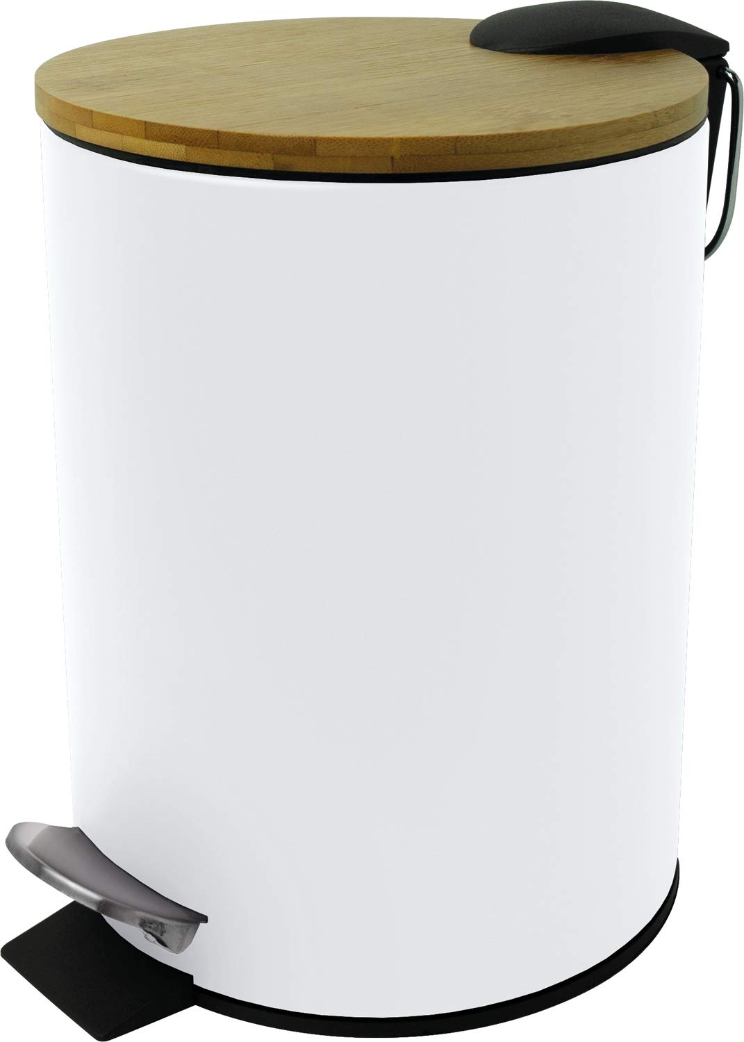helit H2404405 - Tret-Abfallbehälter „the bamboo“, 3 Liter, mit Bambus Deckel, Behälter aus Metall,