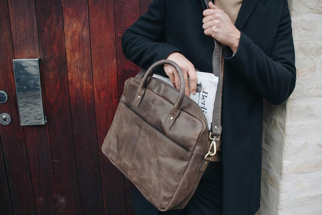 HOLZRICHTER BERLIN Briefcase Aktentasche (M). Handgefertigte grosse Tragetasche, Laptoptasche und Um