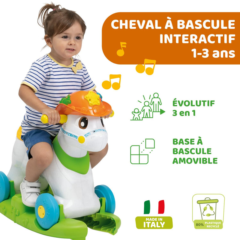 Chicco Baby Rodeo, Reitspiel, Schaukel, Kinder, 3 interaktive Tasten, hergestellt in Italien, recyce