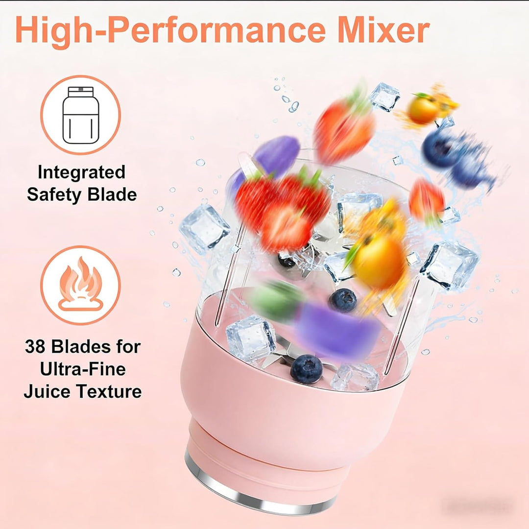 Fresh Juice Mixer Flasche, Smoothie Maker to Go, 1200 ml Flaschenmixer mit 38 Klingen, Tragbarer Mix