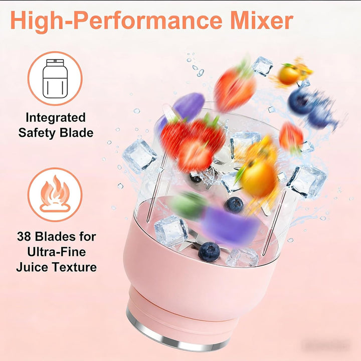 Fresh Juice Mixer Flasche, Smoothie Maker to Go, 1200 ml Flaschenmixer mit 38 Klingen, Tragbarer Mix