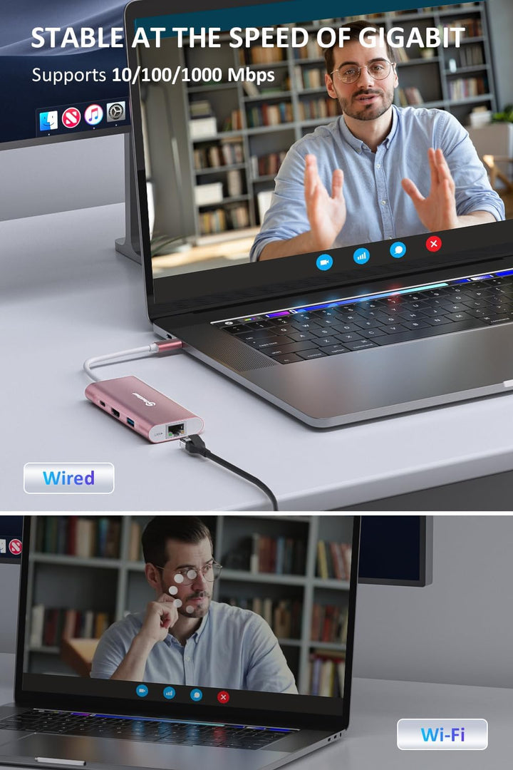 USB C Hub, UtechSmart 6 in 1 USB C zu HDMI Adapter mit 1000M RJ45 Ethernet, PD 100W Ladeanschluss, 3