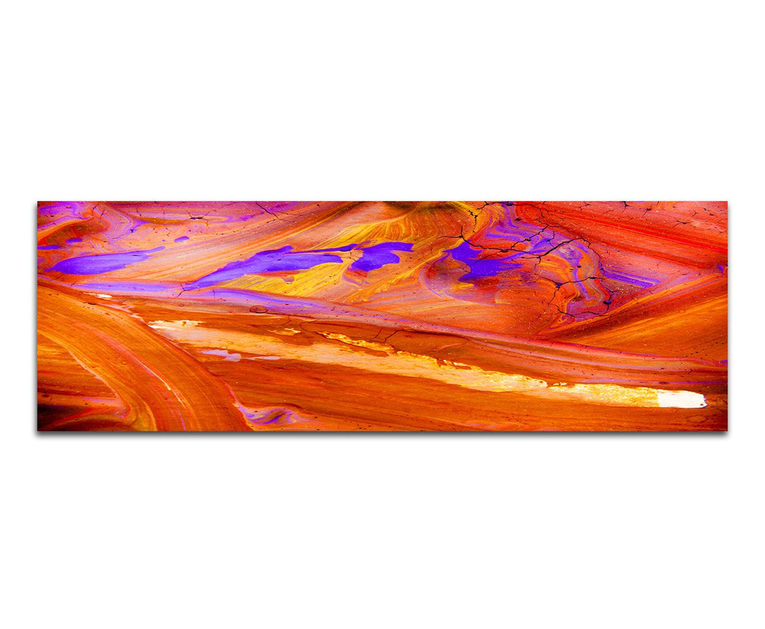 Paul Sinus Art Panoramabild auf Leinwand und Keilrahmen 120x40cm Malerei abstrakt orange lila