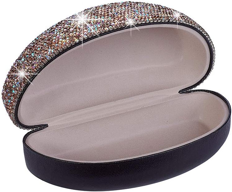 Blueshyhall Sonnenbrillen Etui Hardcase Glizter, Bling Brillenetui mit Diamant Strass, Sunglasses Ca