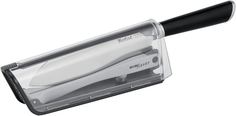 Tefal K25790 Eversharp Santokumesser + Messerschärfer | 16,5 cm | integriertes Schleifsystem | Allro