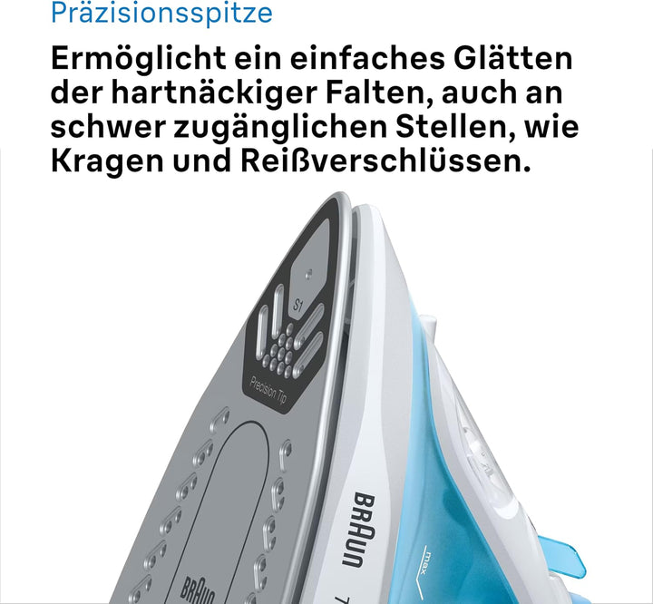 Braun TexStyle 1 Dampfbügeleisen SI 1050BL - Bügeleisen mit SuperCeramic Bügelsohle, Vertikaldampf,